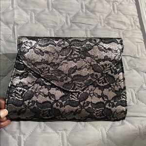NEIMAN MARCUS Elegant Black Lace Clutch